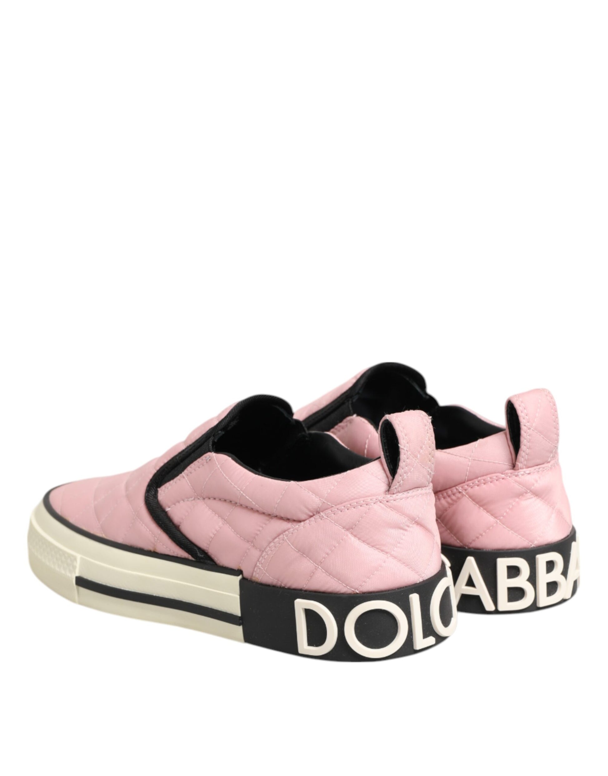 Dolce & Gabbana Pink Quilted Nylon Slip-On Sneaker Shoes - ClickThatClicks 