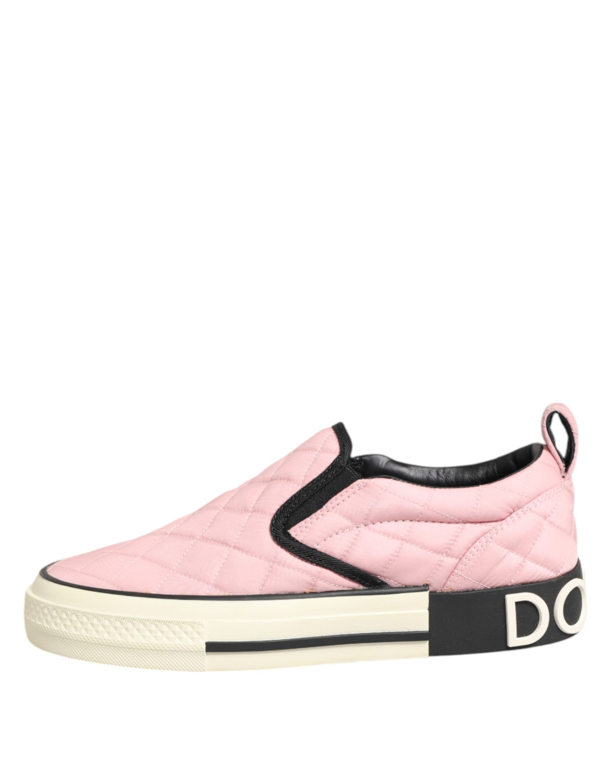 Dolce & Gabbana Pink Quilted Nylon Slip-On Sneaker Shoes - ClickThatClicks 
