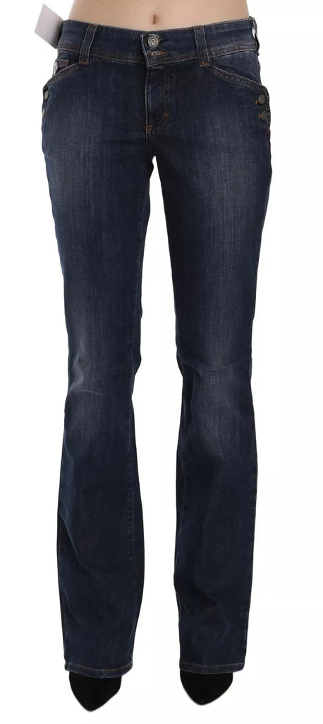 John Galliano Blue Washed Mid Waist Flared Denim Casual Pants Jeans