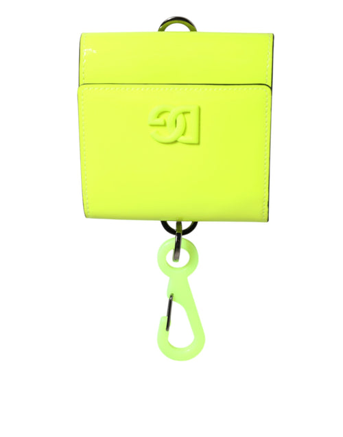 Dolce & Gabbana Yellow Green Bifold DG Logo Neck Strap Cardholder Wallet - ClickThatClicks 