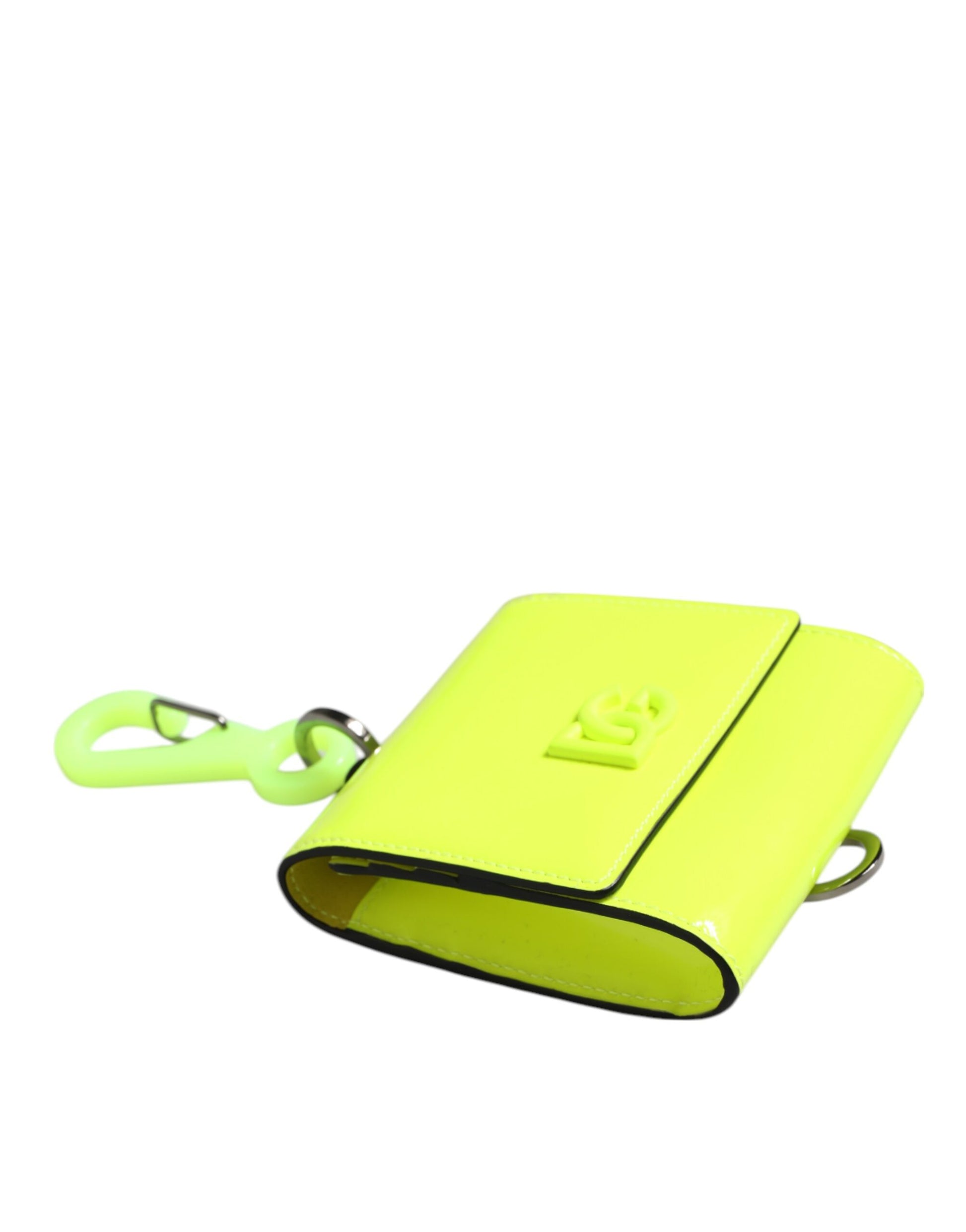 Dolce & Gabbana Yellow Green Bifold DG Logo Neck Strap Cardholder Wallet - ClickThatClicks 