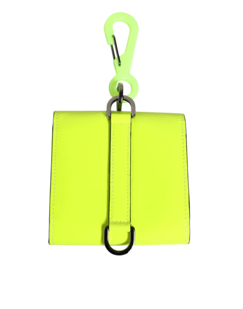 Dolce & Gabbana Yellow Green Bifold DG Logo Neck Strap Cardholder Wallet - ClickThatClicks 