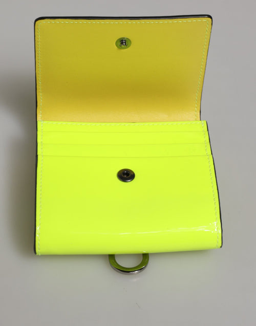 Dolce & Gabbana Yellow Green Bifold DG Logo Neck Strap Cardholder Wallet - ClickThatClicks 