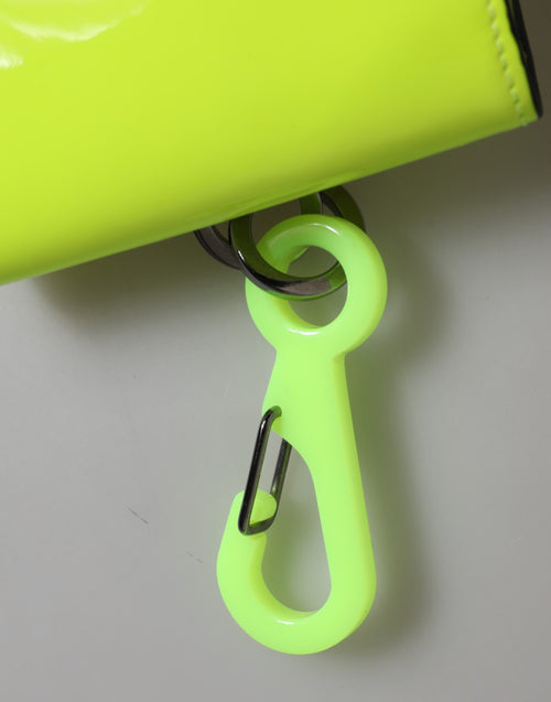 Dolce & Gabbana Yellow Green Bifold DG Logo Neck Strap Cardholder Wallet - ClickThatClicks 
