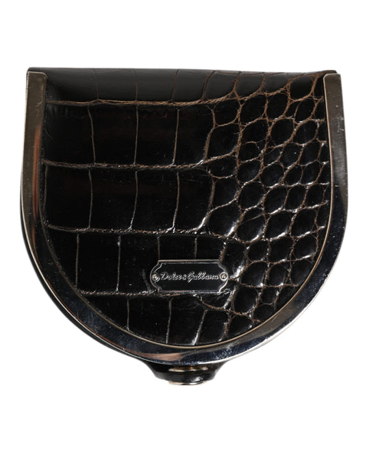 Dolce & Gabbana Black Polished Crocodile Leather Mens Coin Purse Wallet - ClickThatClicks 