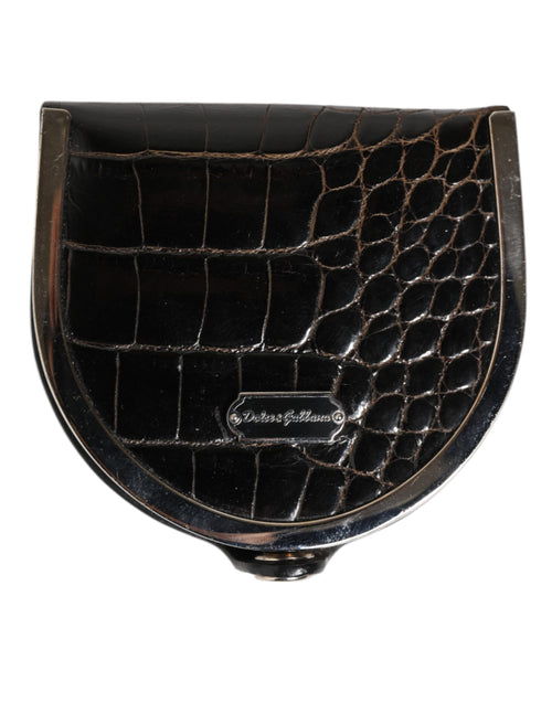 Dolce & Gabbana Black Polished Crocodile Leather Mens Coin Purse Wallet - ClickThatClicks 