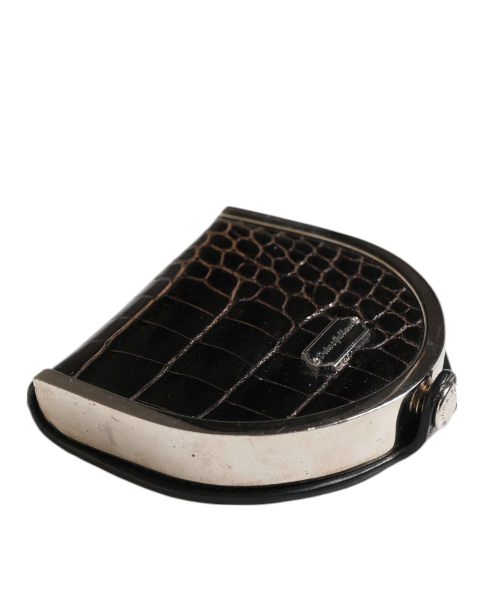 Dolce & Gabbana Black Polished Crocodile Leather Mens Coin Purse Wallet - ClickThatClicks 