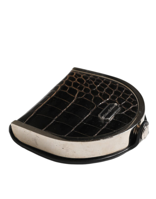 Dolce & Gabbana Black Polished Crocodile Leather Mens Coin Purse Wallet - ClickThatClicks 