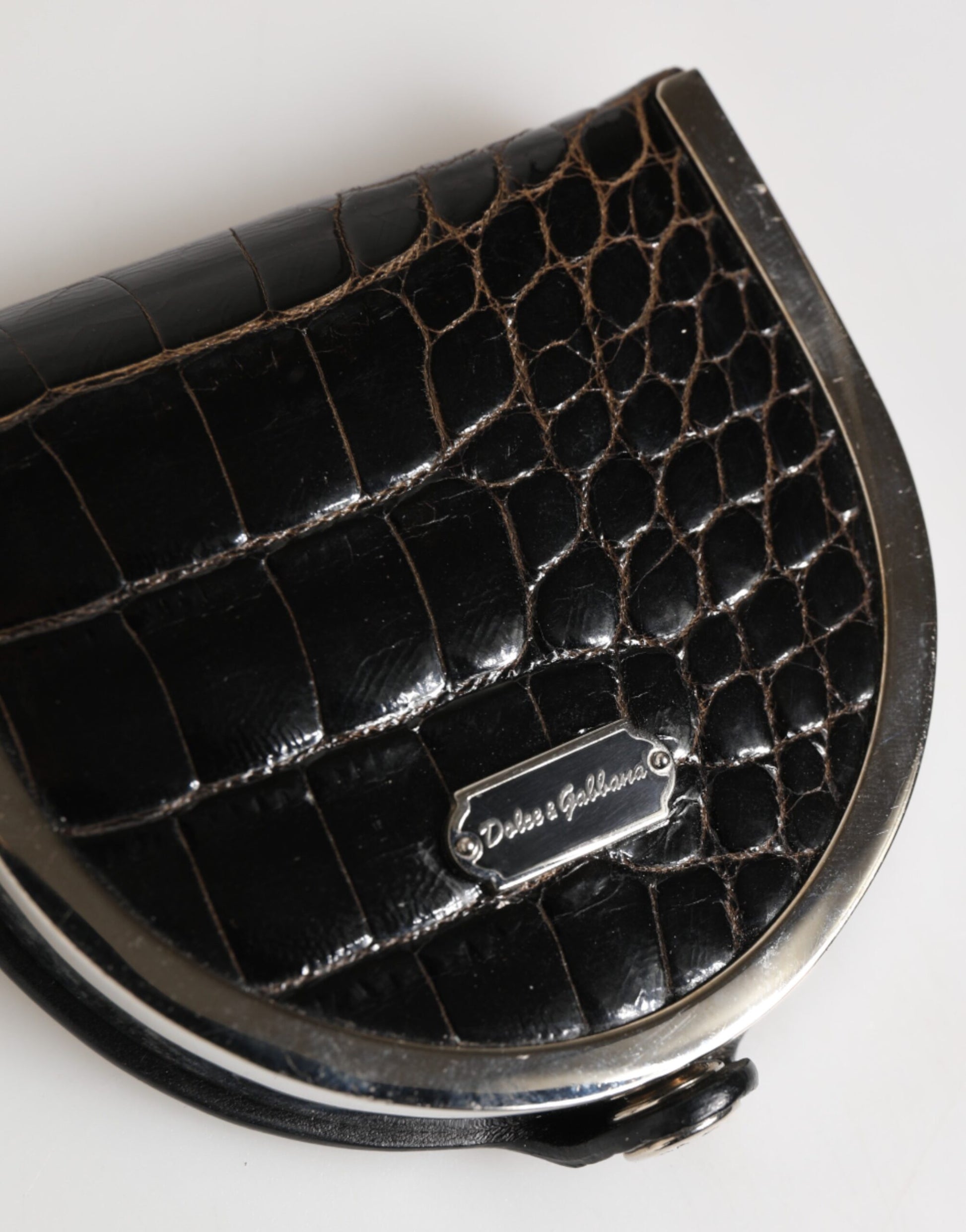 Dolce & Gabbana Black Polished Crocodile Leather Mens Coin Purse Wallet - ClickThatClicks 