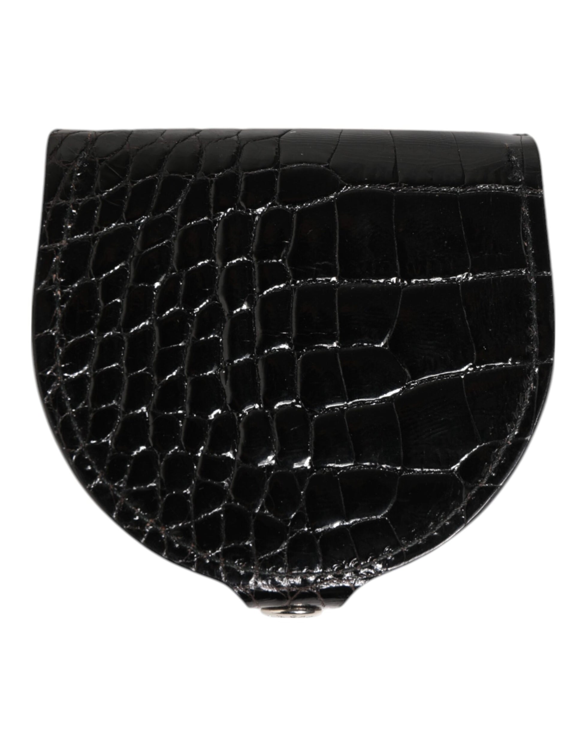 Dolce & Gabbana Black Polished Crocodile Leather Mens Coin Purse Wallet - ClickThatClicks 