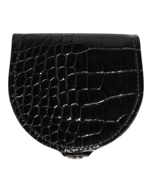 Dolce & Gabbana Black Polished Crocodile Leather Mens Coin Purse Wallet - ClickThatClicks 