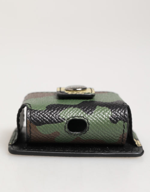 Dolce & Gabbana Multicolor Camouflage Leather Metal Accessory  Airpods Case - ClickThatClicks 