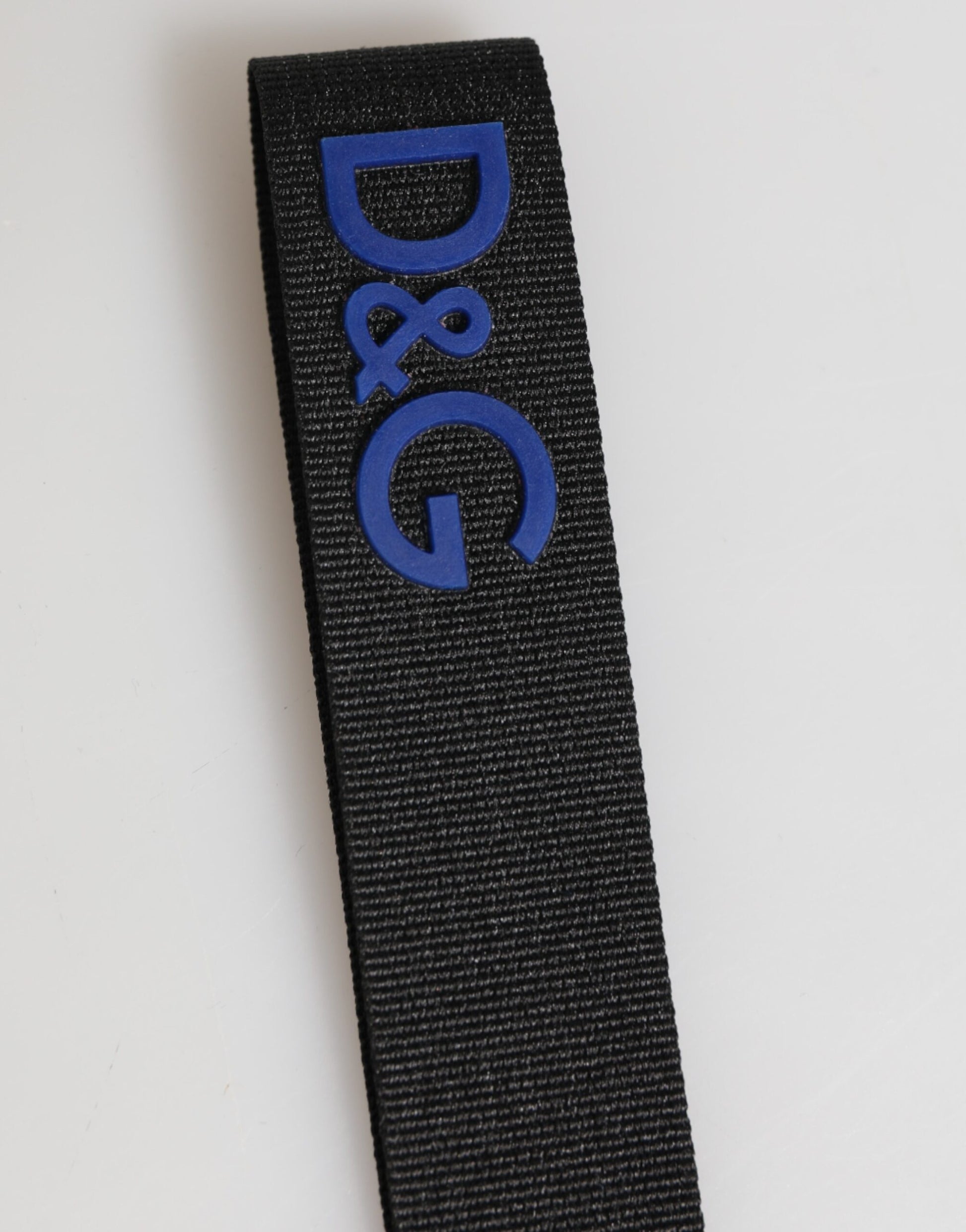 Dolce & Gabbana Black Blue DG Logo Polyester Brass Holder Keychain Keyring - ClickThatClicks 