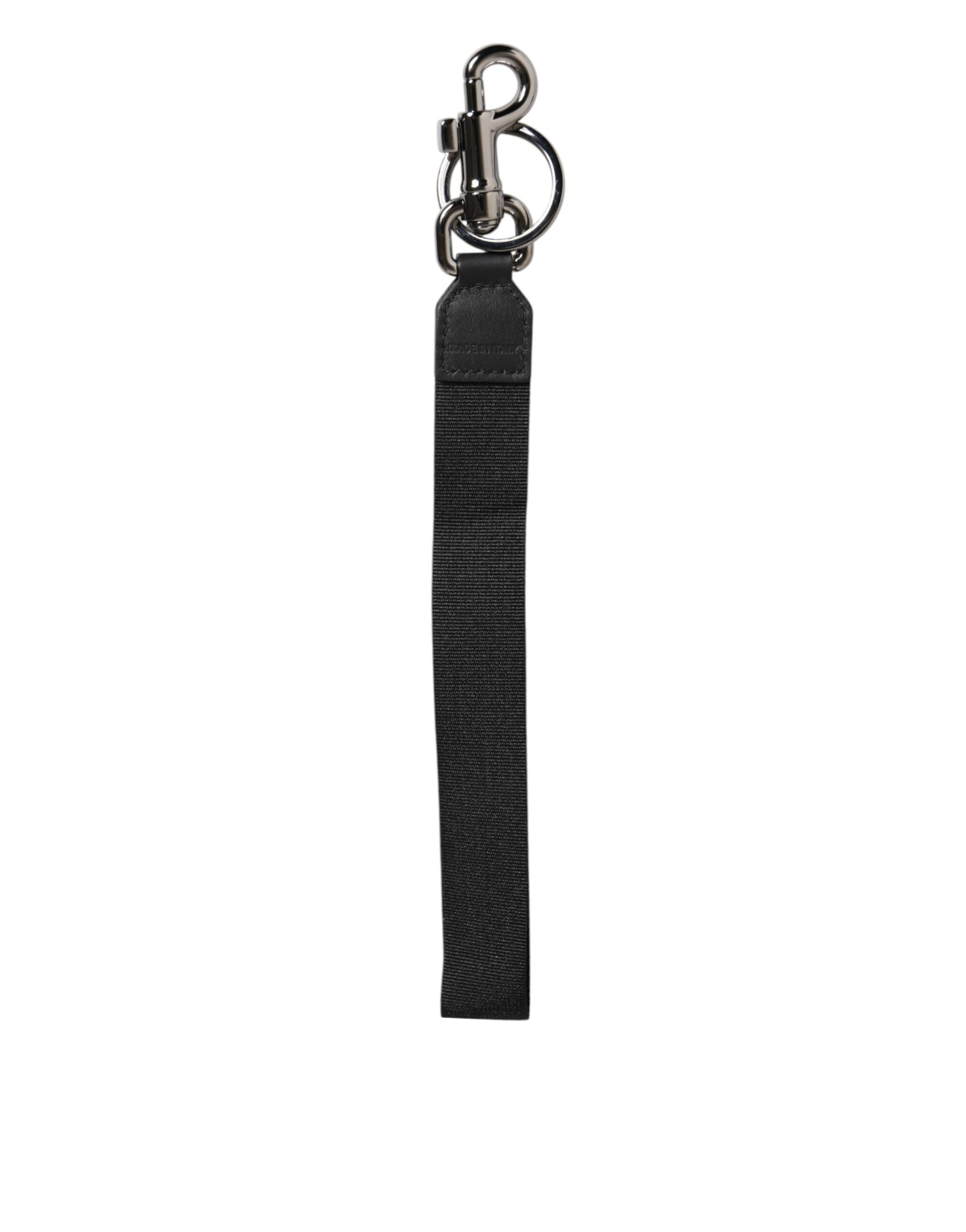 Dolce & Gabbana Black Blue DG Logo Polyester Brass Holder Keychain Keyring - ClickThatClicks 