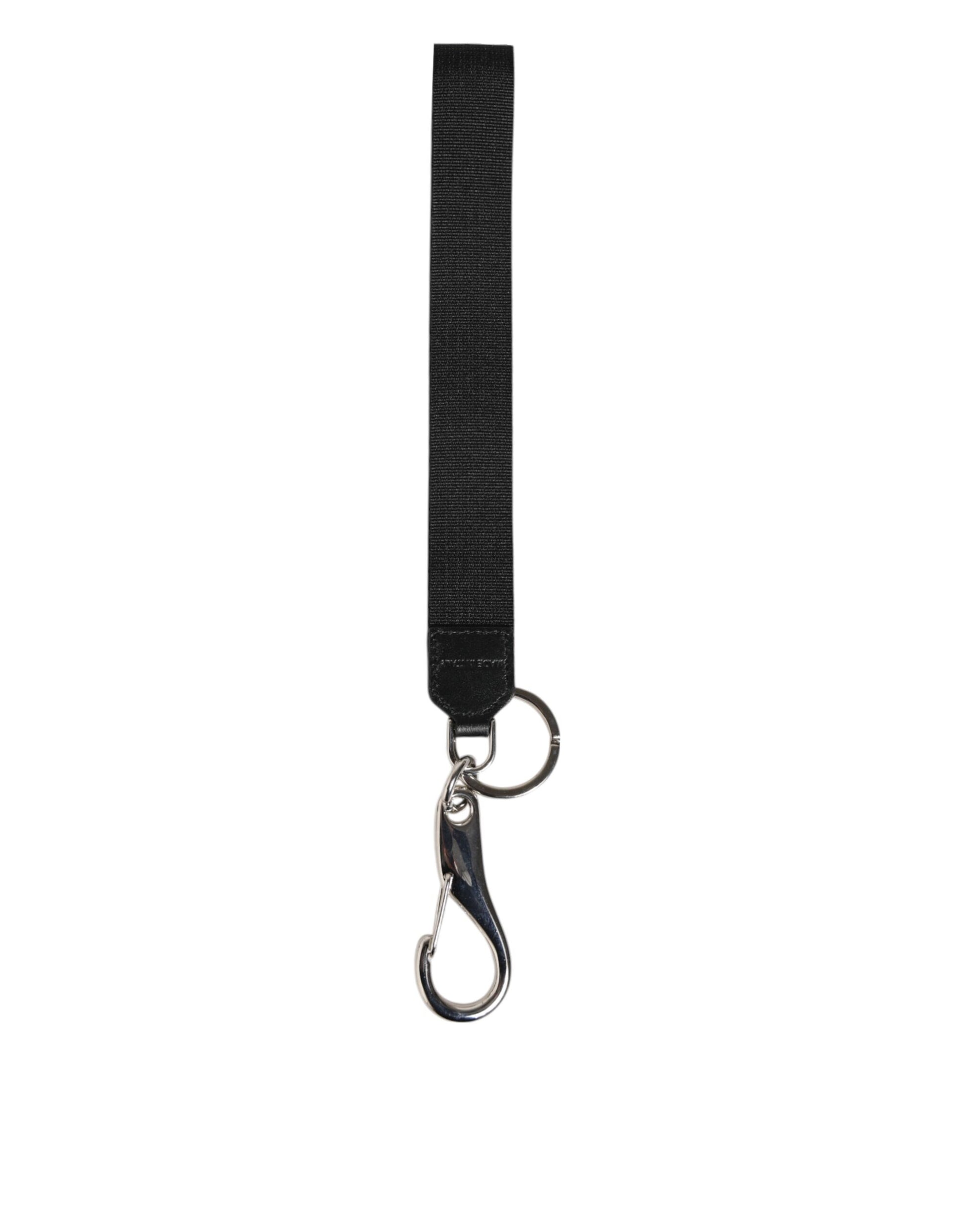 Dolce & Gabbana Black Burgundy Nylon DG Logo Crown Holder Keychain Keyring - ClickThatClicks 