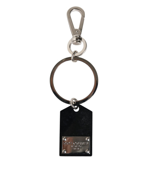 Dolce & Gabbana Black Sint Glass Plaque DG Logo Metal PlateKeychain Keyring - ClickThatClicks 