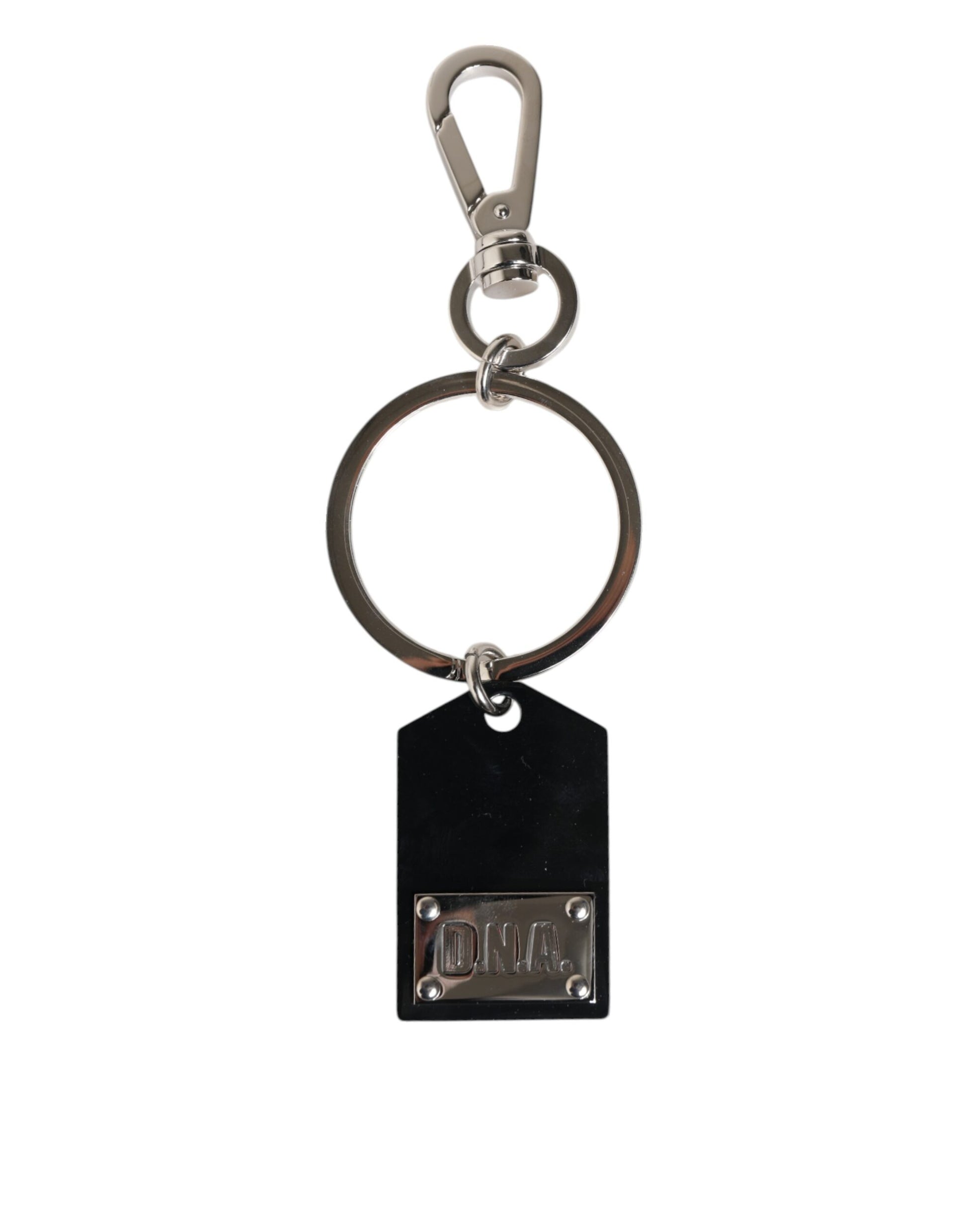 Dolce & Gabbana Black Sint Glass Plaque DG Logo Metal PlateKeychain Keyring - ClickThatClicks 