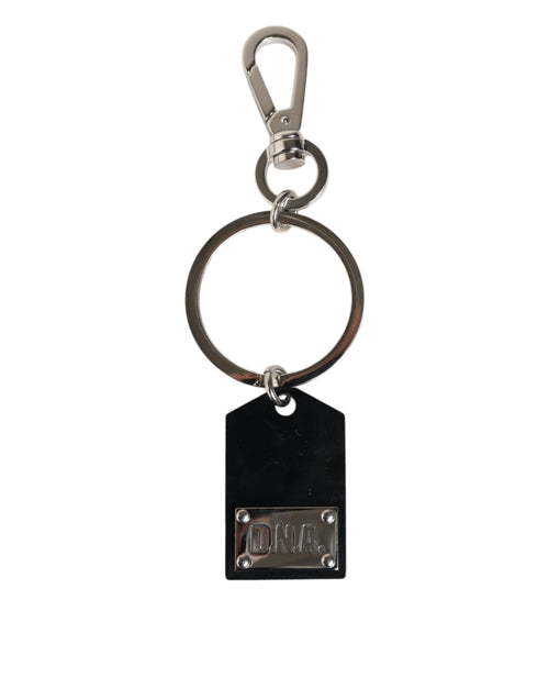 Dolce & Gabbana Black Sint Glass Plaque DG Logo Metal PlateKeychain Keyring - ClickThatClicks 