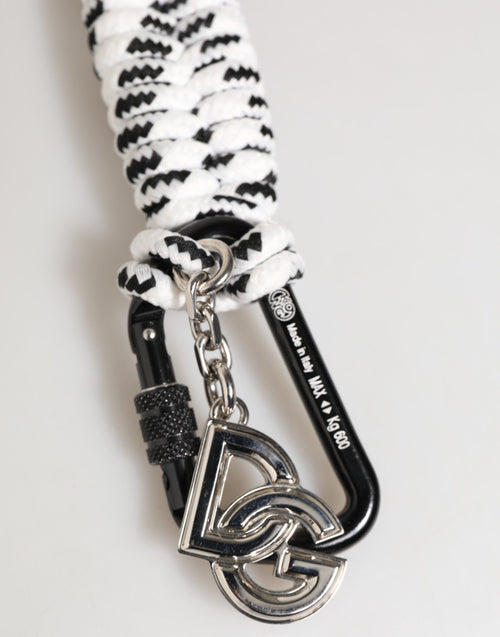 Dolce & Gabbana Black White Polyester Tape String DG Logo Keychain Keyring - ClickThatClicks 