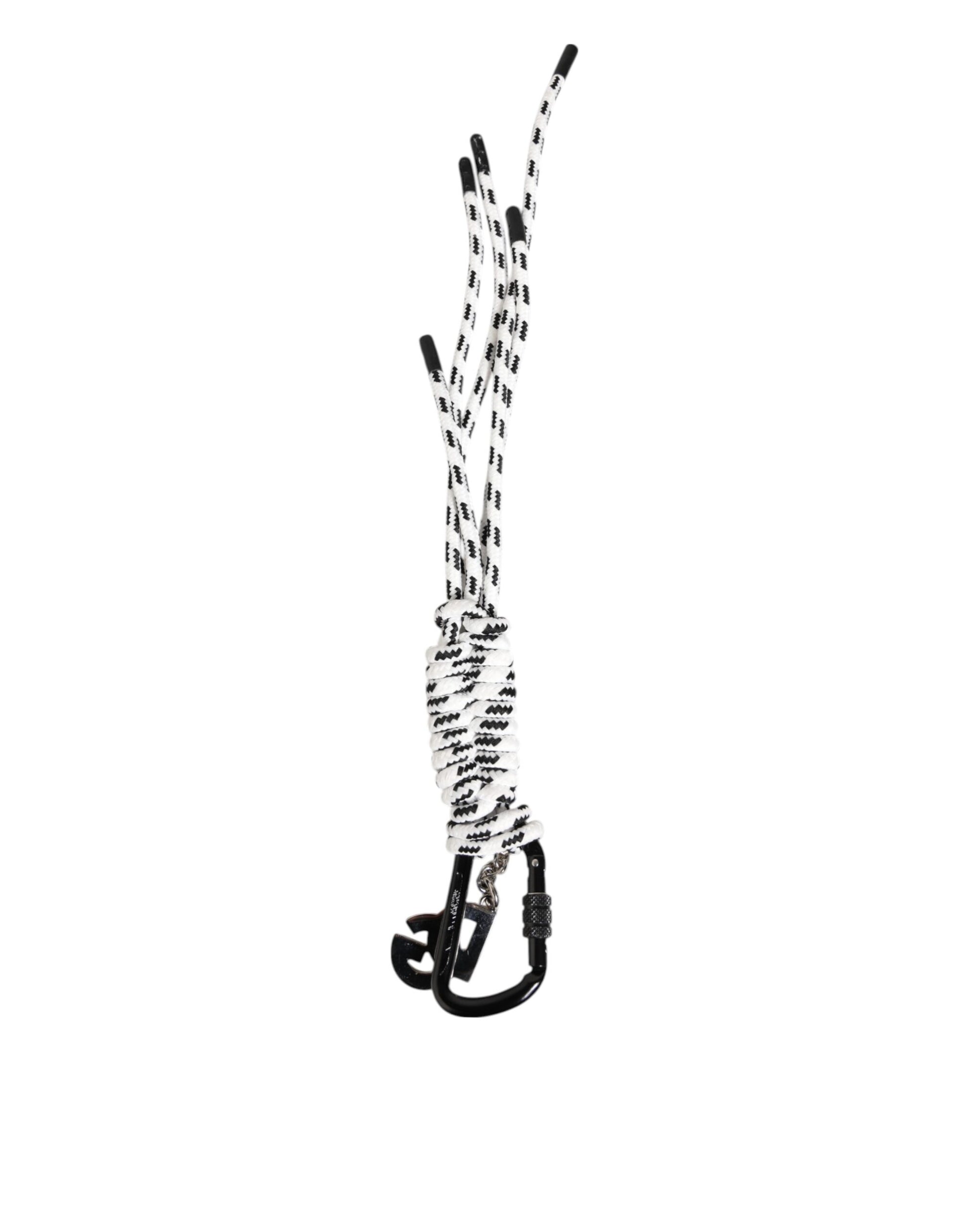 Dolce & Gabbana Black White Polyester Tape String DG Logo Keychain Keyring - ClickThatClicks 