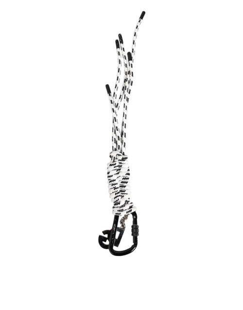 Dolce & Gabbana Black White Polyester Tape String DG Logo Keychain Keyring - ClickThatClicks 