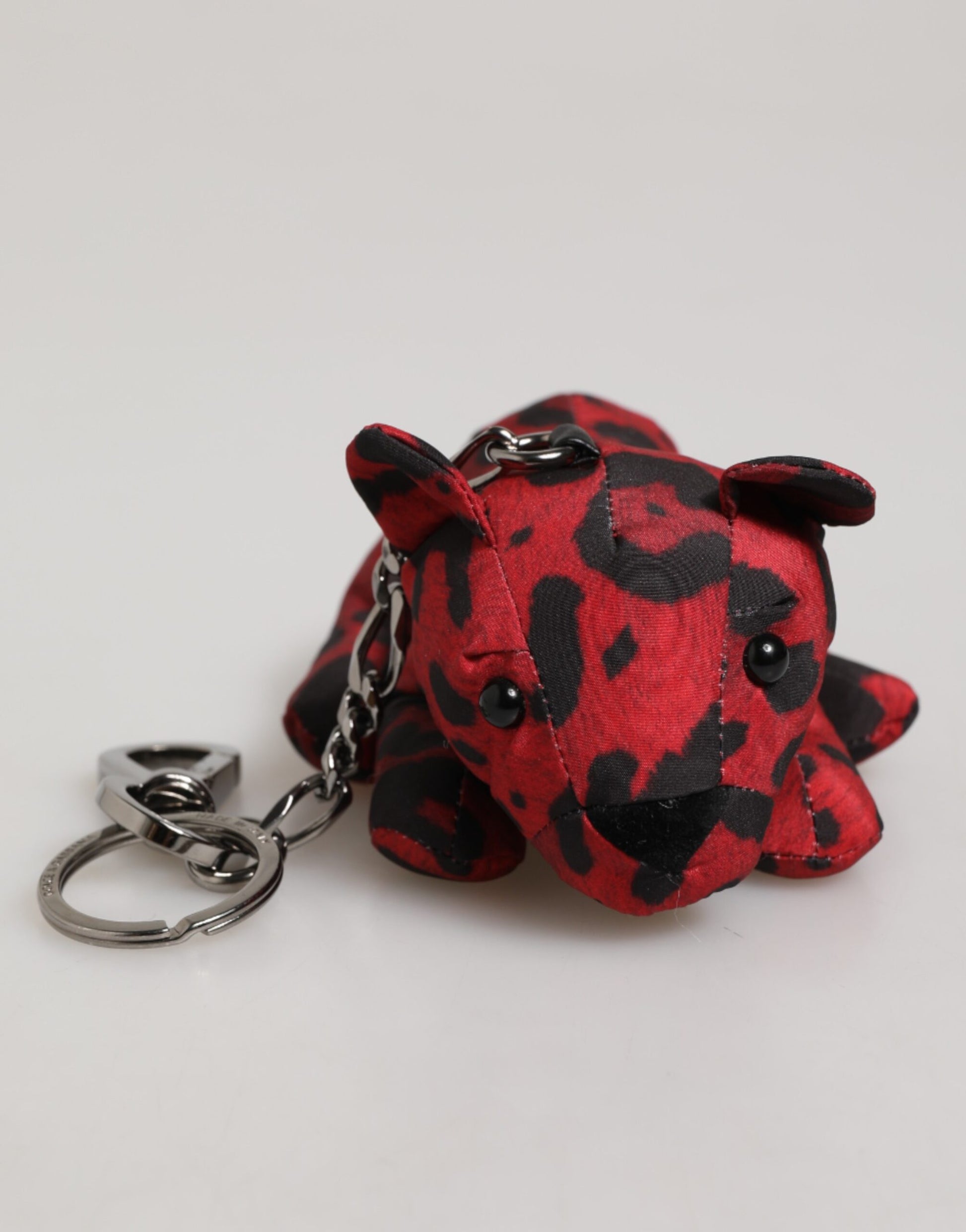 Dolce & Gabbana Red Black Polyester Animal Silhouette Bag Keychain Keyring - ClickThatClicks 