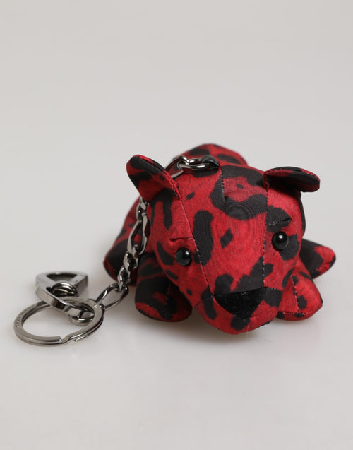 Dolce & Gabbana Red Black Polyester Animal Silhouette Bag Keychain Keyring - ClickThatClicks 