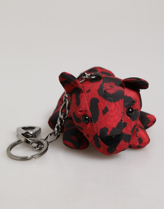 Dolce & Gabbana Red Black Polyester Animal Silhouette Bag Keychain Keyring - ClickThatClicks 