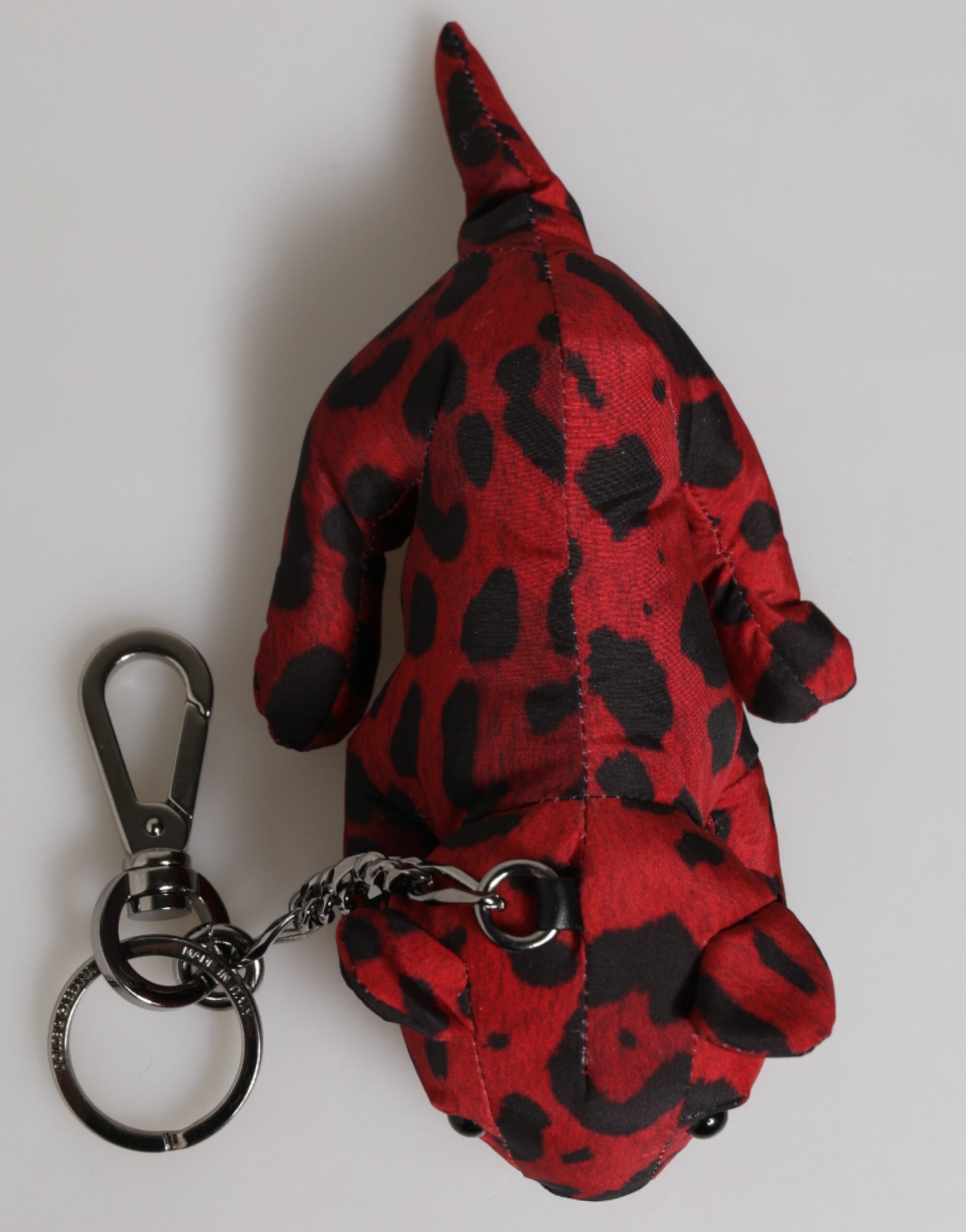 Dolce & Gabbana Red Black Polyester Animal Silhouette Bag Keychain Keyring - ClickThatClicks 