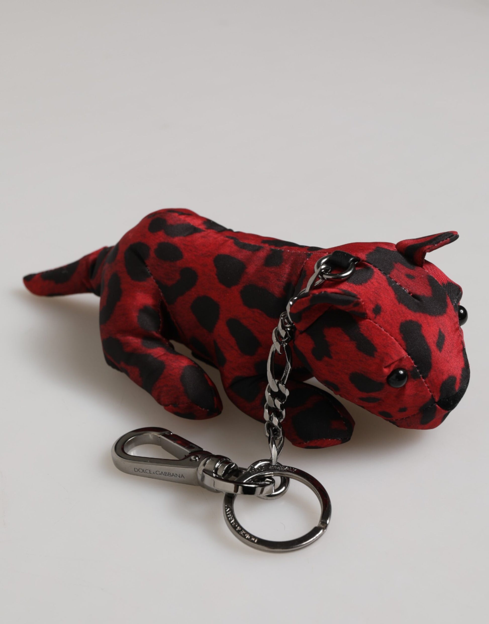 Dolce & Gabbana Red Black Polyester Animal Silhouette Bag Keychain Keyring - ClickThatClicks 