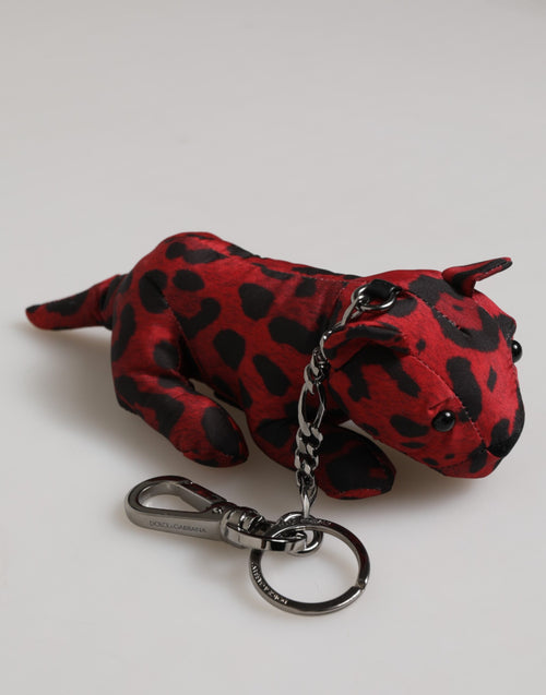 Dolce & Gabbana Red Black Polyester Animal Silhouette Bag Keychain Keyring - ClickThatClicks 