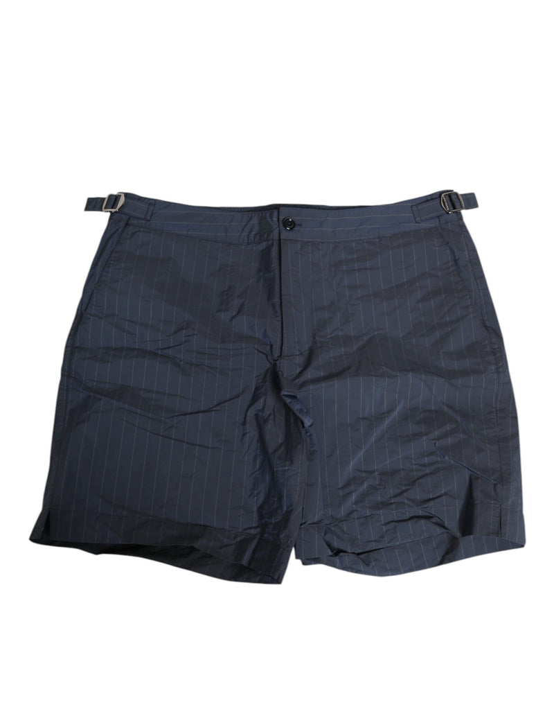 Dolce & Gabbana Navy Blue Polyester Pinstripe Men Shorts Swimwear