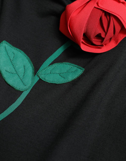 Dolce & Gabbana Black Wool Sleeveless Rose Applique Dress - ClickThatClicks 