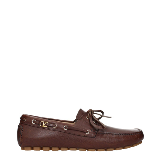 Valentino Garavani Brown Leather Slip-On Loafers - ClickThatClicks 
