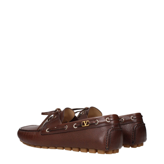 Valentino Garavani Brown Leather Slip-On Loafers - ClickThatClicks 