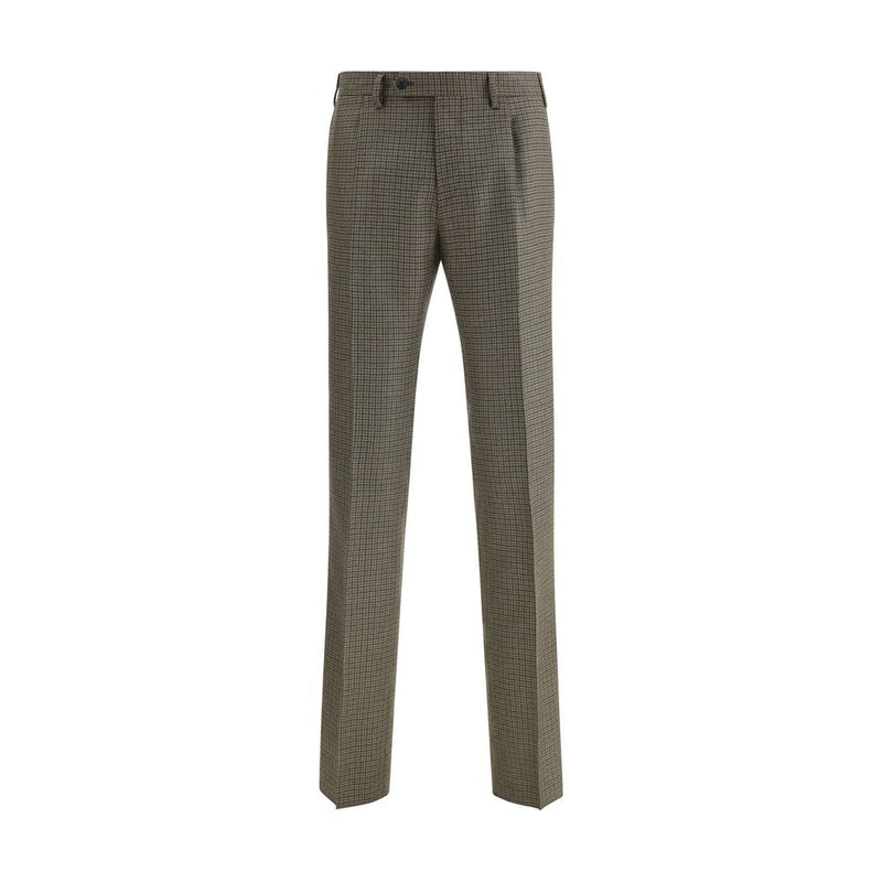 Germano Brown Fleece Wool Casual Pants
