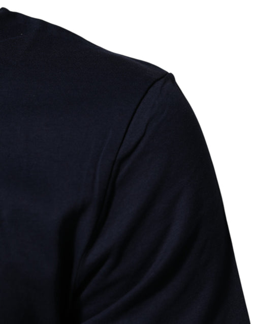 Dolce & Gabbana Dark Blue Cotton DG Logo Print Men’s Top T-shirt - ClickThatClicks 