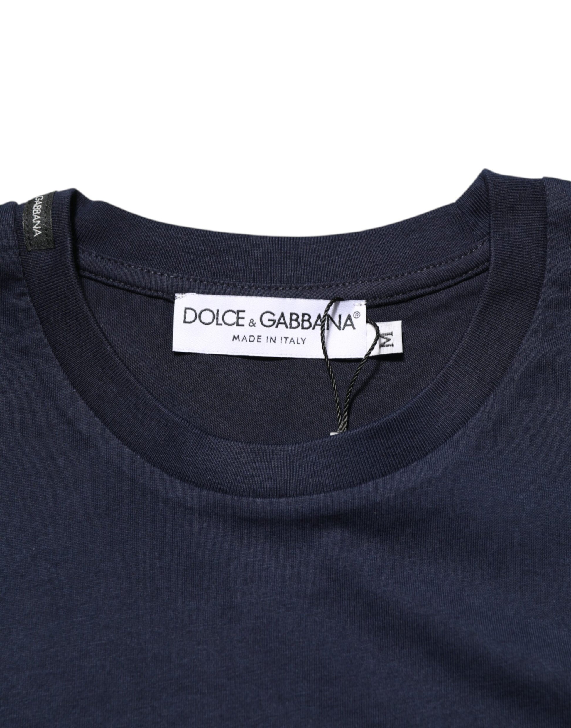 Dolce & Gabbana Dark Blue Cotton DG Logo Print Men’s Top T-shirt - ClickThatClicks 