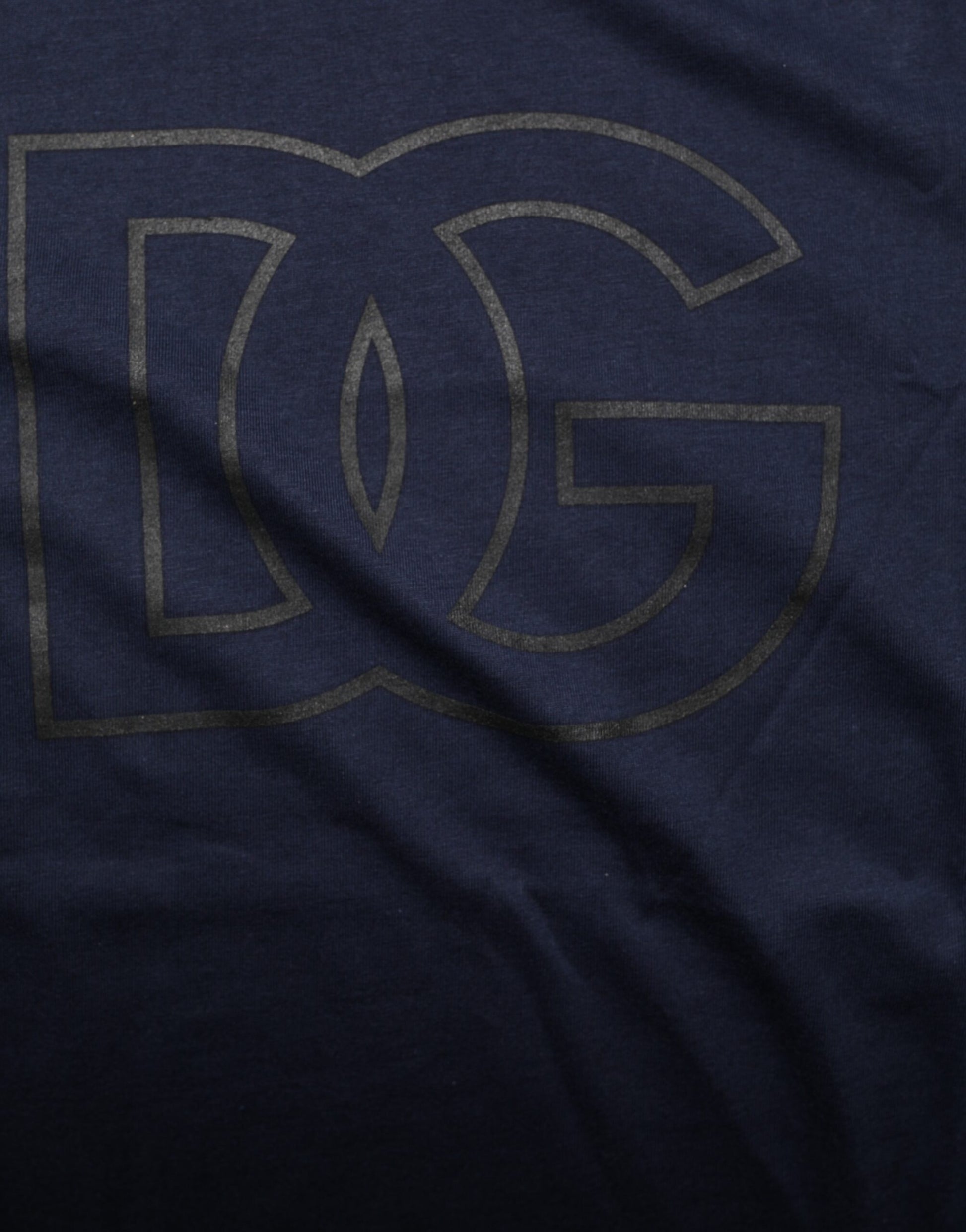 Dolce & Gabbana Dark Blue Cotton DG Logo Print Men’s Top T-shirt - ClickThatClicks 