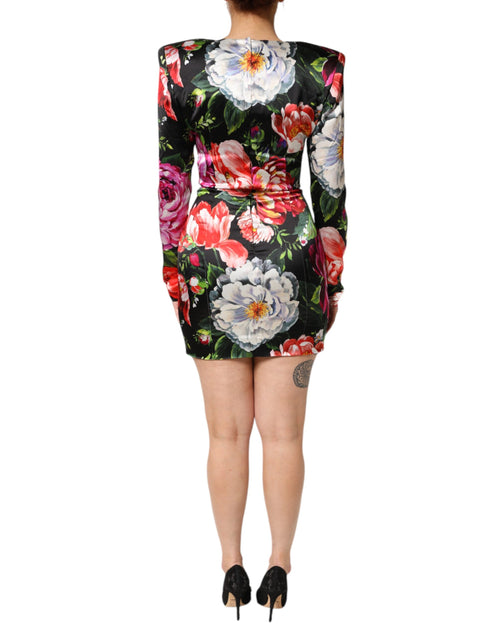 Dolce & Gabbana Black Floral Fiori Pittorici Mini Bodycon Dress - ClickThatClicks 