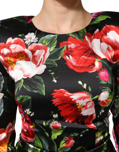 Dolce & Gabbana Black Floral Fiori Pittorici Mini Bodycon Dress - ClickThatClicks 