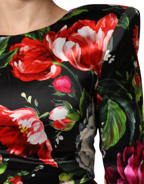 Dolce & Gabbana Black Floral Fiori Pittorici Mini Bodycon Dress - ClickThatClicks 