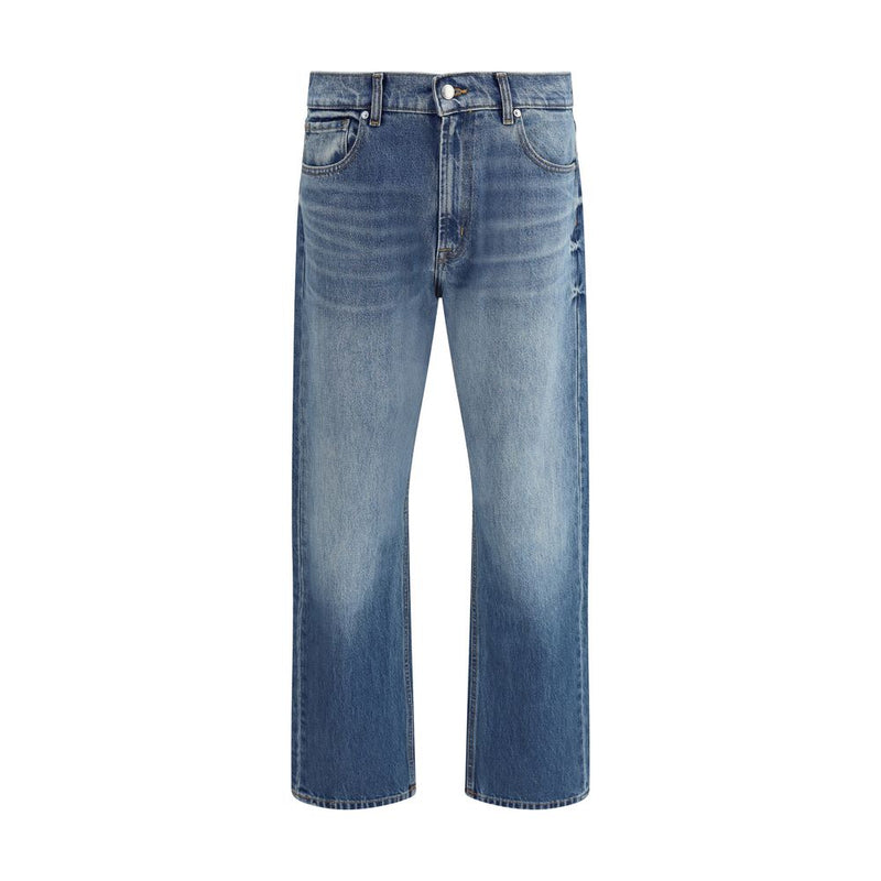 7FOR Blue Cotton Straight-Leg Jeans