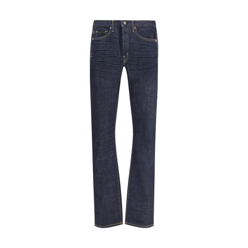 Tom Ford Blue Cotton Straight-Leg Jeans