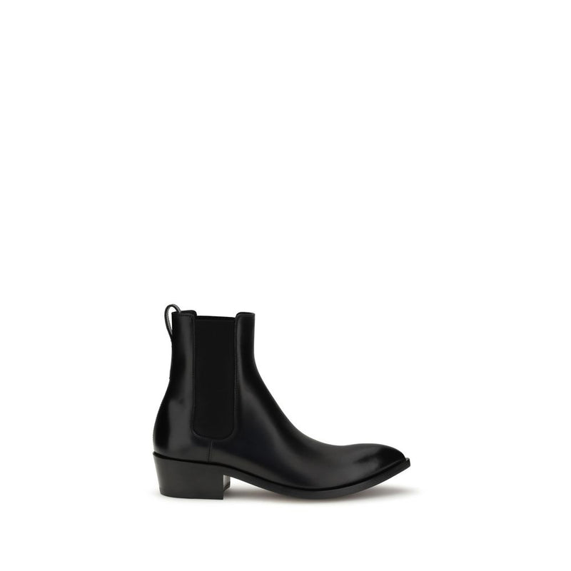 Tom Ford Black Calf Leather Bos Taurus Chelsea Boots