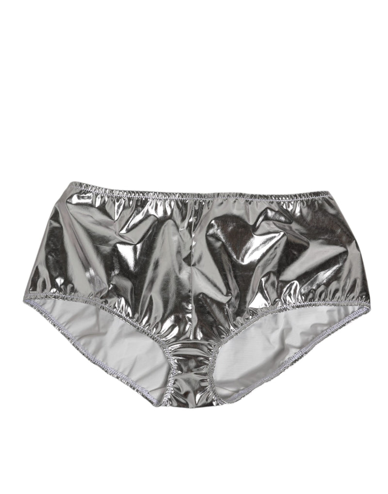 Dolce & Gabbana Silver Metallic High Waist Bikini Bottom Women  Underwear