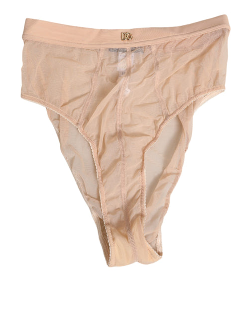 Dolce & Gabbana Beige Sheer Mesh High Waist Panty Underwear - ClickThatClicks 