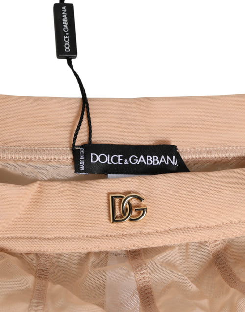 Dolce & Gabbana Beige Sheer Mesh High Waist Panty Underwear - ClickThatClicks 