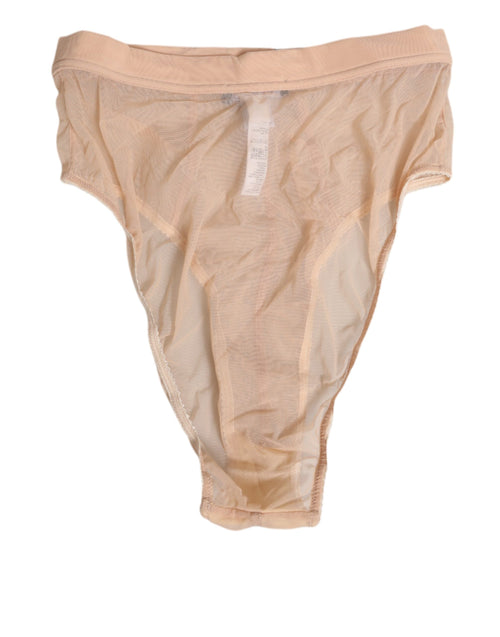 Dolce & Gabbana Beige Sheer Mesh High Waist Panty Underwear - ClickThatClicks 
