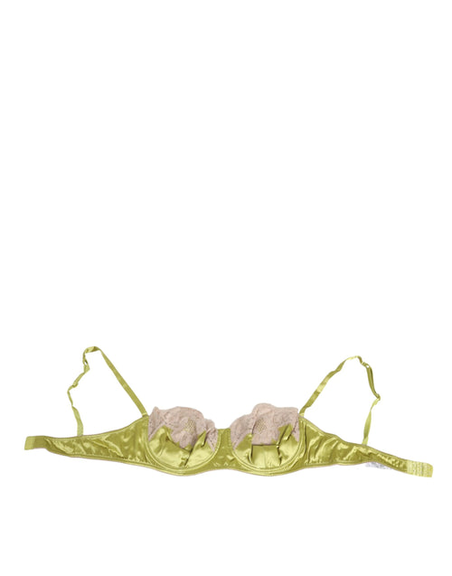 Dolce & Gabbana Lime Green Silk Satin Lace Padded Balconnet Underwear - ClickThatClicks 
